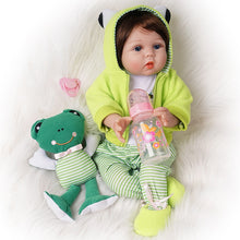 Load image into Gallery viewer, 55cm Reborn Baby Dolls 2 Outfits Newborn Lifelike Girl Toys Full Silicone
