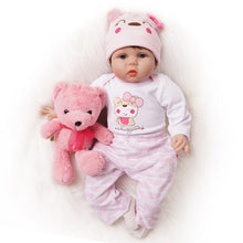 Load image into Gallery viewer, 55cm Reborn Baby Dolls 2 Outfits Newborn Lifelike Girl Toys Full Silicone
