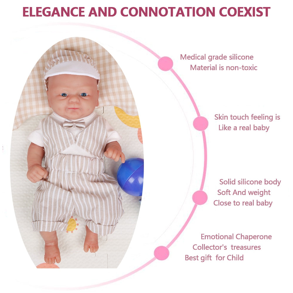 36cm Full Silicone Reborn Doll 3 Colors Eyes Choices Realistic