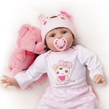 Load image into Gallery viewer, 55cm Reborn Baby Dolls 2 Outfits Newborn Lifelike Girl Toys Full Silicone
