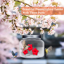 Load image into Gallery viewer, Beautiful Hummingbird Feeder Mason Jar With Ports Flower Hanging
