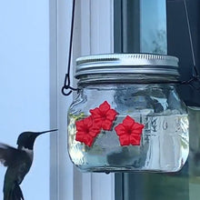 Load image into Gallery viewer, Beautiful Hummingbird Feeder Mason Jar With Ports Flower Hanging
